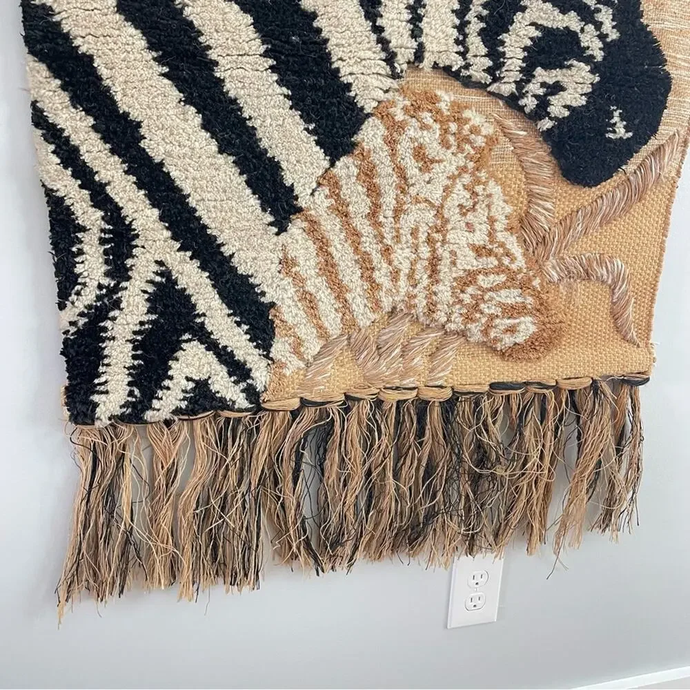 Vintage | RARE Tom Taylor Safari Tapestry African Decor Wall Hanging Zebra 1990